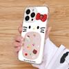 Fundo Branco Kt Cat Capa de Celular para iPhone11/13 Feminina Totalmente Inclusiva Apple 15/16Promax Silicone Transparente Anti-Queda