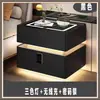Mesita de noche inteligente de madera maciza, mesita de noche minimalista moderna, estilo dormitorio crema, mueble de almacenamiento multifuncional para el hogar de lujo ligero