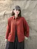 2026 estilo literário lapela algodão cor sólida manga longa blusa primavera e outono novo abotoamento solto vestuário feminino