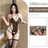 Uniforme sexy feminino com estampa de leopardo europeu e americano, lingerie aberta de três pontos, uniforme de boate, tentação