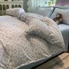 Conjunto de Quatro Peças de Fio Duplo com Borda de Concha Classe A Algodão Lavado Puro Macio e Sedoso Lençóis de Cama Capa de Edredom Cama Lençóis de Cama Conjunto de Três Peças Solteiro para Dormitório 4