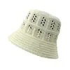 Sombrero de Pescador Tejido Hueco Transpirable Estilo Coreano para Mujer Nuevo Sombrero Cubeta con Protección Solar para Viajes de Verano Versátil