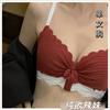 Ropa interior roja para el año de nacimiento femenina boda novia push up pecho pequeño sin aro de acero top colección pecho encaje sujetador traje