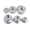 Tuerca hexagonal de brida de acero inoxidable 304/316 con tapa de rosca dentada M3-M20DIN6923A2-701/4