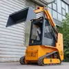 Comercio Exterior Exportación Australia Cargador Compacto de Dirección Deslizante de Montar de 25HP Huerto Agrícola Skid Steer Mini Excavadora con Múltiples Accesorios