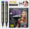 Tatuaje Temporal Personalizado Pincel para Pintar la Piel Impermeable Punta Suave Marcador para Pintura Corporal Fiesta Navideña DIY