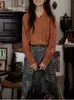 Camisa Soligther de Lyocell Francés de Doble Botonadura Holgada con Mangas de Linterna para Mujer en Otoño