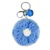 Llavero de Espejo Flor Pomposa Colorida Tejida a Mano Llavero de Espejo Plegable Portátil Colgante para Bolsa para Niñas