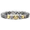 Pulseira de Casal de Contas de Cobre de Pedra Mapa Mais Vendida 8mm Pulseira de Contas de Buda Pulseira Cabeça de Lobo Micro Zircônia Joia Presente