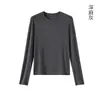 Camiseta Base Mousse Cashmere Gola Redonda Ombros Retos para Mulheres, Nova Camada Base Quente Outono e Inverno, Adequada para Usar por Baixo de Camisetas de Manga Longa para o Trabalho