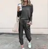 Otoño e invierno 2023 nuevo ropa de mujer transfronteriza europea y americana Amazon popular holgado color liso manga larga traje casual