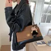 Bolso bandolera de un solo hombro, casual y elegante, gran capacidad, diseño retro, nuevo bolso para mujer con estampado de diamantes, bolso de cadena 2026 con colores contrastantes