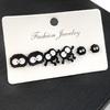 Pendientes de mariposa negra gótica con diamantes de imitación, diseño de planeta, para niña, estilo retro, con forma de corazón, a la moda, con tarjeta de tres piezas.