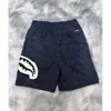 Novos Shorts Esportivos Masculinos com Patch de Boca de Tubarão, Calças de Cinco Pontos Largas, Shorts Casuais da Moda para Praia, Calças Esportivas de Basquete
