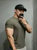 Camiseta de manga corta para hombre para correr y fitness, de secado rápido, fresca, de fabricante original, textura de panal, alta elasticidad
