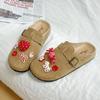 Lindas Chanclas Casuales de Dibujos Animados para Niñas Birkenstock Otoño e Invierno Shirley Rose Retro Calzado de Exterior Planos Chanclas de Punta Media