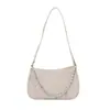 Bolso de Hombro/Mano/Axila Grande de Capacidad, Cadena Doble Metálica Perlada, Color Puro Deseo, Nuevo Otoño 2025