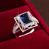 Novo Anel Quadrado Criativo de Açúcar Cristal Dongdi, Simples e Elegante, Anel Versátil, Joias da Moda em Material de Cobre Atacado