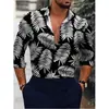 Camisas Nuevas para Hombre de Venta Caliente de Exportación Europea y Americana Transfronteriza, Tops de Manga Larga con Cuello de Moda Estampado Digital 3D Fresco