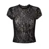 26829 - Camiseta de moda estilo europeo y americano con cuello redondo y manga corta para mujer, nueva camiseta básica sexy ajustada para primavera/verano 2026