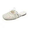 Chinelo Meio Sapatos Tecido Feminino Primavera/Verão 2026 Novo Malha Respirável Baixo Estilo Francês Mulas Pescador para Gestantes