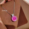 Colar Octogonal Milênio Rosa Seco Corte Gelo Azul Pingente Rosa Vermelho Diamante de Alto Carbono Brincos Coloridos Anel de Pedra Preciosa para Mulheres