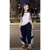 Conjunto de Duas Peças para Meninas: Camiseta Nova de Verão Fina com Manga Curta e Calça Longa para Crianças Maiores, Roupa Esportiva Tendência Combinando Pai e Filho