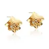 Moda Transfronteriza Elegantes Pendientes Cuadrados plisados geométricos irregulares Europeos y Americanos Pendientes con Diseño de Flor de Circonia Incrustada