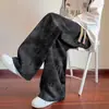 Calça de moletom casual de perna reta para homens, corte solto vintage, marca jovem moderna, tie-dye, peso pesado, calça esportiva de perna larga estilo americano para outono