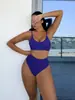 2022 AliExpress Amazon Comercio exterior europeo y americano Traje de baño de dos piezas para mujer bikini sexy de cintura alta de color liso 1230W
