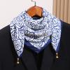 Outono e inverno Novo elegante cachecol quente para o pescoço, cachecol estilo ocidental, cachecol estilo coreano, pequeno cachecol com fivela magnética de bola dourada