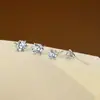 Pendientes de Botón Clásicos Minimalistas de Seis Garras con Corona de Moissanita Genuina Color D de 4 mm, 5 mm, 6.5 mm para Mujer, Plata S925