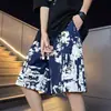 Pantalones cortos de playa modernos transfronterizos para hombre, verano casual holgados de seda de hielo fina de secado rápido de cinco puntos
