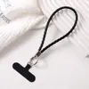 Moda Novo PU Couro Textura de Madeira Cordão Curto Pingente de Telefone Corda Trançada Alça de Telefone Corrente de Telefone Versátil para Mulheres
