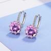Pendientes de Piedras Preciosas de Colores, Chapados en Plata, Estilo Femenino, Versión Japonesa y Coreana, Pendientes de Botón, Joyería, Elegantes, Comercio Transfronterizo, Clips para Orejas Europeos y Americanos, Forma Redonda