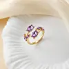 Anéis de Folha e Pétala Estilo Europeu e Americano Mais Vendidos na Fronteira, Atacado de Joias de Luxo Leve da Moda com Folhas e Tulipas