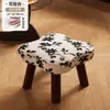 Taburete para Uso en Casa, Taburete Bajo para Sala de Estar, Taburete para Sofá, Banco de Madera Maciza, Taburete para Cambiarse los Zapatos en la Entrada, Taburete Creativo con Asiento Acojinado Suave, Taburete de Madera Simple
