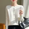 Otoño 2026 Nuevo Suéter de Punto para Mujer Cardigan de Cuello Redondo Holgado Simple Prenda de una Pieza Chaqueta de Punto Osmanthus