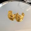 Pendientes Metálicos Plateados en Forma de C Diseño de Industria Pesada Europea y Americana Pendientes de Moda Versátiles Pendientes de Gama Alta Venta al por Mayor para Mujeres