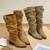 Botas altas hasta la rodilla para mujer, nuevas botas de primavera y otoño 2026, tacón grueso, punta fina, botas de plataforma de moda, botas altas de equitación