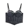 Camisola plisada con cuentas de pedrería y copas, diseñada para llevar como prenda exterior, con un diseño irregular de punta y estilo corsé de ballenas, pura y seductora