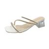 Pantuflas de Pedrería Estilo Hada Suave Nuevas Primavera, Verano y Otoño Pantuflas de Diseño de Moda Europea con Faldas