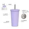 2026 Nuevo Modelo Taza con Popote de Acero Inoxidable de 500ml Taza con Popote para Té de Burbujas 316L Vacío Doble Capa Taza de Agua con Popote