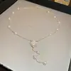 Collar de Perlas de Múltiples Capas Incrustado con Diamantes Estilo Corte Francés, Cadena para Suéter de Lujo Ligero Francés de Alta Gama, Versátil para Otoño e Invierno