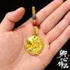 Joyería Chapada en Oro Colgante de Dragón, Pixiu, Colgante de Paz y Seguridad, Collar de Calabaza, Cadena para Suéter, Estilo Chino, Promoción para Transmisión en Vivo