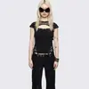 Estilo Europeo y Americano Gótico con Cordones Malla Rasgada Transparente Calle Oscura Camiseta sin Mangas Transfronteriza Ajustado Color Sólido Top para Mujer Venta al por Mayor