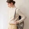 Suave y pegajoso, amigable con la piel~ Suéter de cachemir de punto trenzado tridimensional de cuello medio alto para mujer, jersey engrosado, tejido de punto de manga larga para usar como base