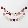 Exclusivo Transfronterizo Día de San Valentín Corazón de Fieltro Blanco Rojo Rosa Bandera de Tirar Banner de Amor Xoxo Decoración de Chimenea