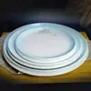 Prato redondo de cerâmica estilo chinês para pratos salteados de hotel, prato térmico comercial, prato para macarrão salteado e prato para pratos frios de lanchonete, uso doméstico para panela quente e prato para peixe cozido no vapor