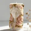Jiahuimei Retrato Floral em Relevo Vela de Aromaterapia Molde de Silicone DIY Cilindro Floral Pedra Difusora de Aromaterapia Artesanal